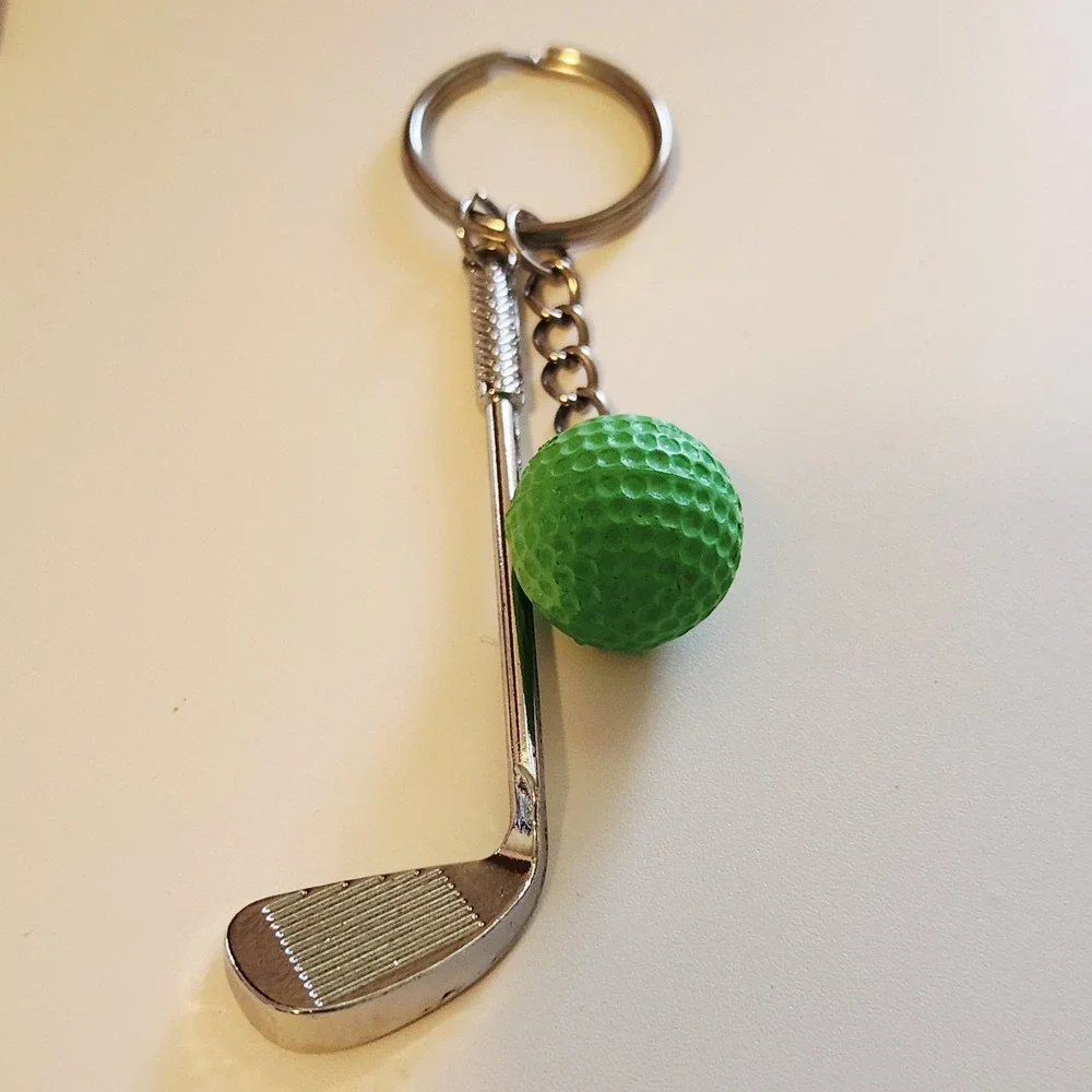 Golf Ball and Club Keychain, Sports Fan Gift, Bag Charm, Golfer Keyring‎ NWOT